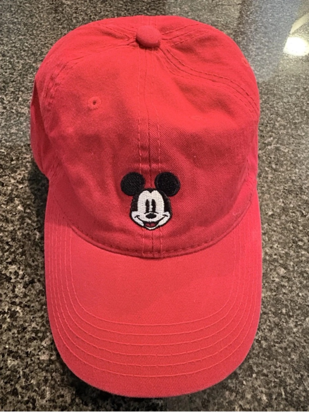 Disney Red Baseball Cap with Embroidered Mickey Detail
